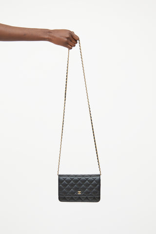 Chanel Black Caviar CC Gold Wallet On Chain