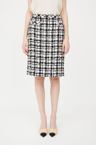 Chanel Spring 2005 Black & White Houndstooth Pencil Skirt