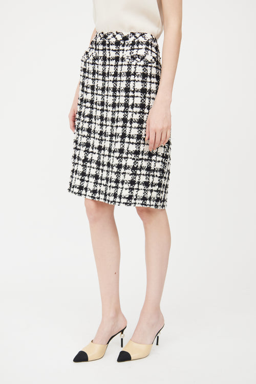 Chanel Spring 2005 Black & White Houndstooth Pencil Skirt