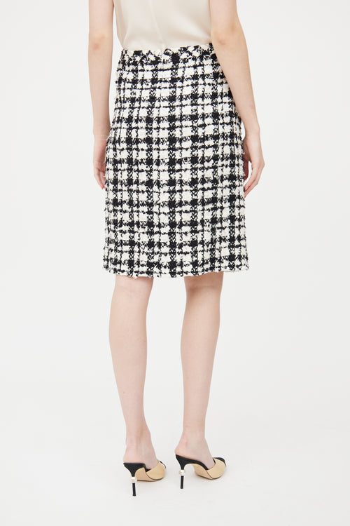 Chanel Spring 2005 Black & White Houndstooth Pencil Skirt