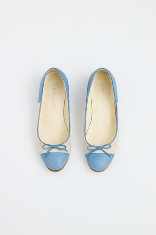 Chanel Blue & Beige Leather Flat