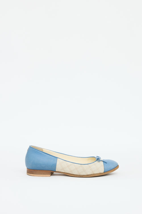 Chanel Blue & Beige Leather Flat