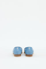 Chanel Blue & Beige Leather Flat