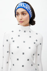 Chanel Blue & Cream Cashmere Logo Headband