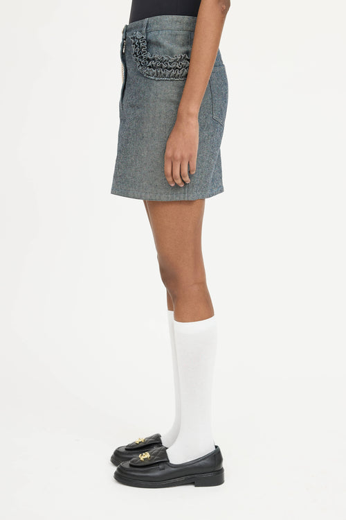 Chanel 2002 Pearl Denim Mini Skirt