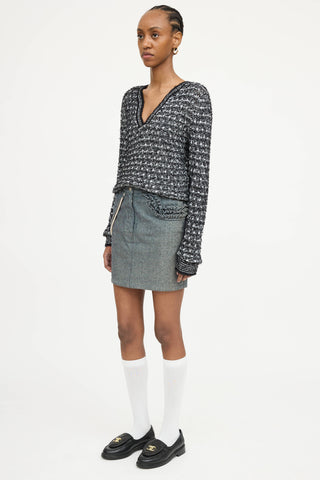 Chanel 2002 Pearl Denim Mini Skirt