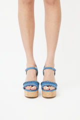 Chanel SS 2019 Blue Denim & Cork Heeled Sandal
