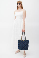 Chanel Blue Denim North South Shopping Tote Bag
