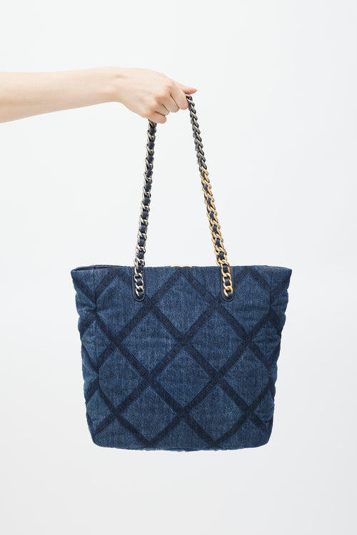 Chanel Blue Denim North South Shopping Tote Bag