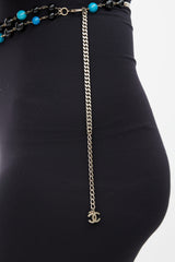 Chanel Fall 2007 Blue & Black Beaded CC Logo Belt