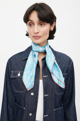 Chanel Blue & White Floral Silk Scarf