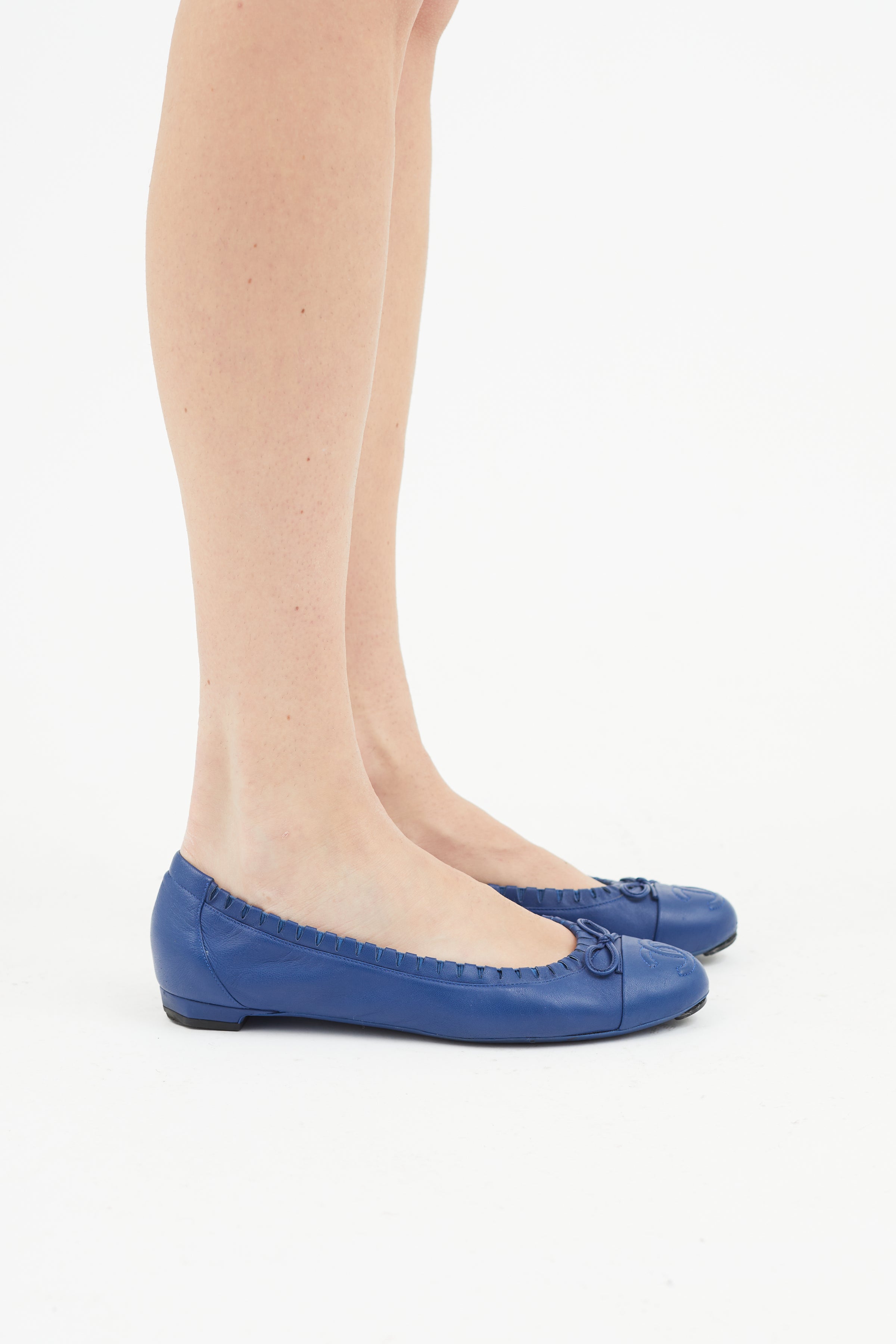 Chanel // Blue Leather CC Ballet Flat – VSP Consignment