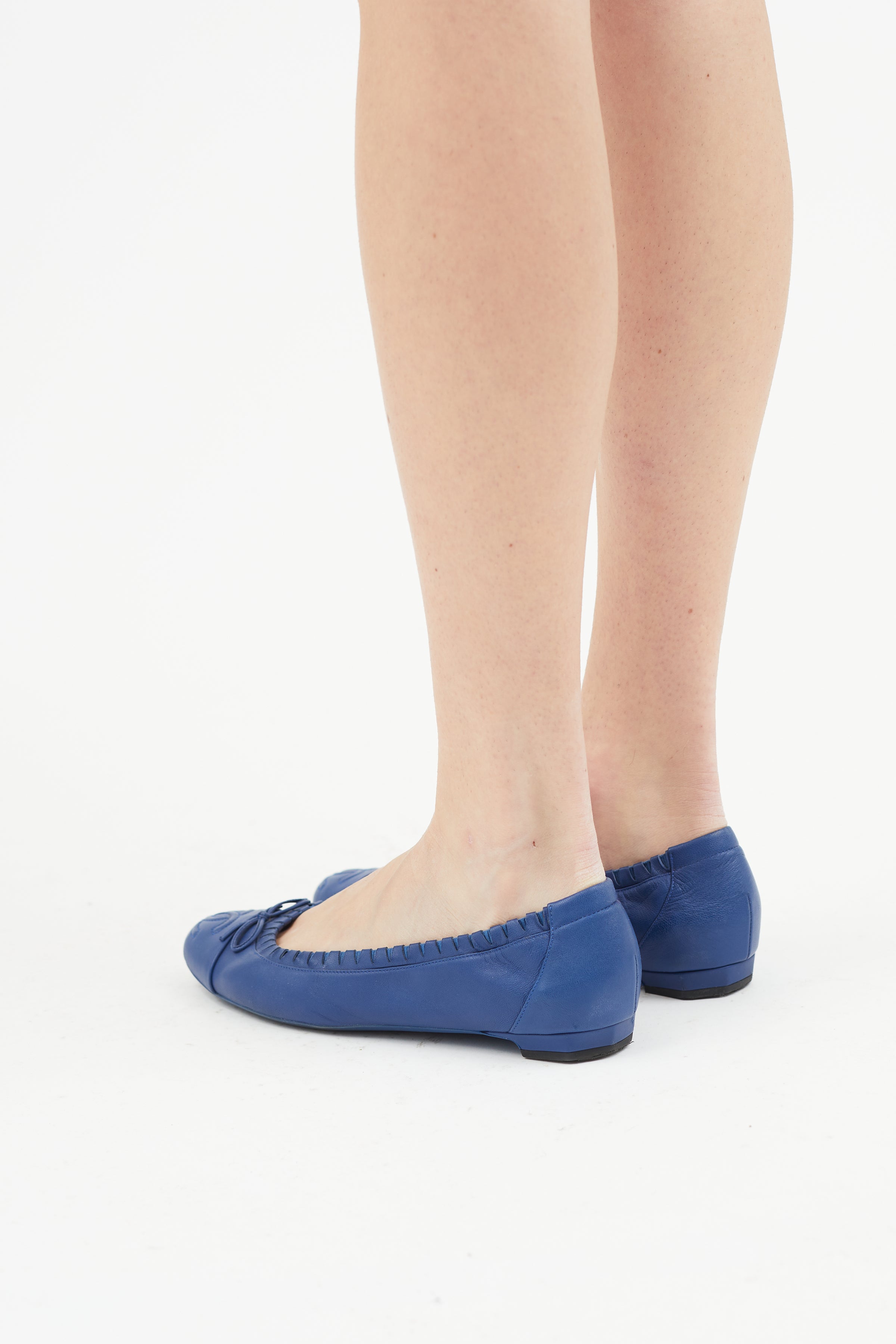 Chanel // Blue Leather CC Ballet Flat – VSP Consignment