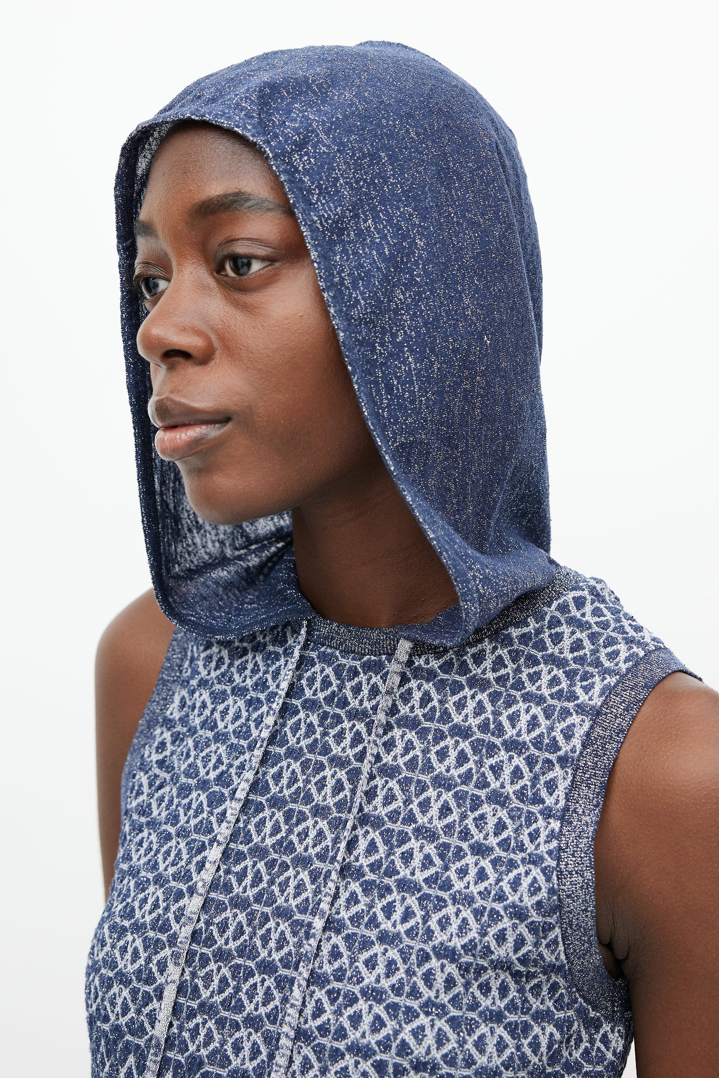 Chanel // Blue Metallic Hooded Knit Dress – VSP Consignment