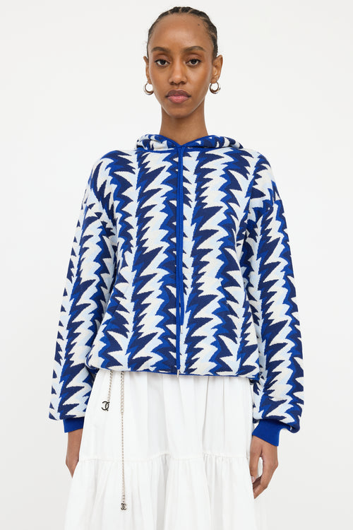 Chanel Blue & Multi 2019 Colour Pattern Knit Hoodie
