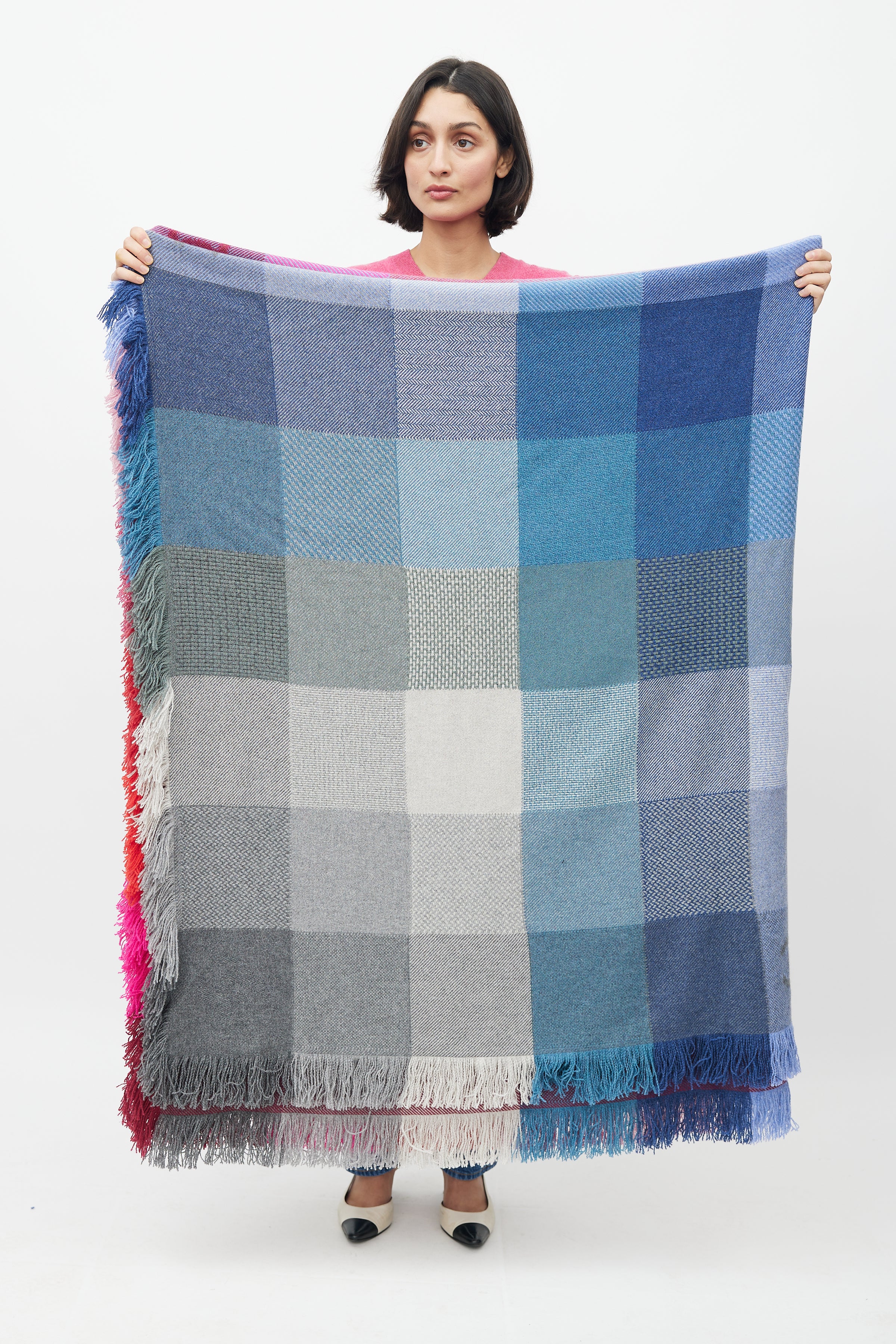 Chanel // Blue & Pink Cashmere Check Logo Blanket Throw – VSP Consignment