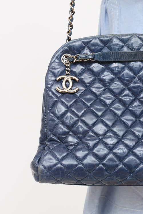 Chanel 2011 Blue Leather Mademoiselle Bowler Bag