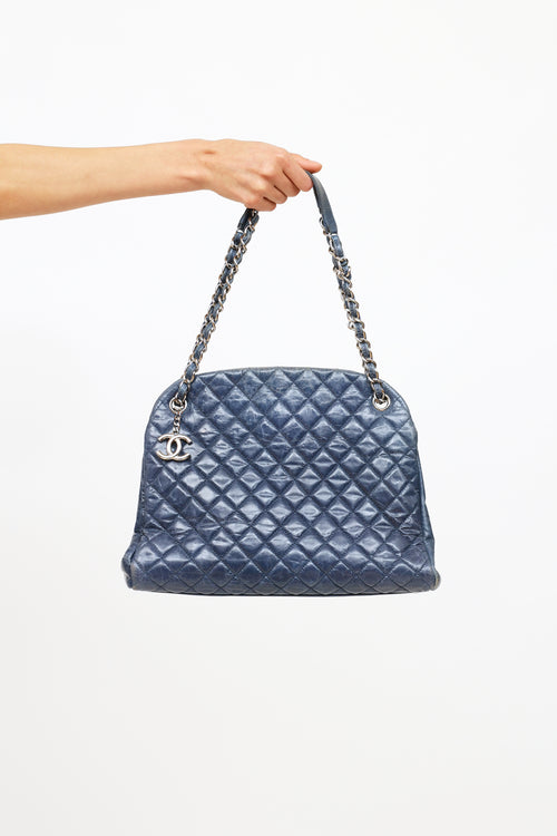 Chanel 2011 Blue Leather Mademoiselle Bowler Bag