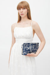 Chanel Blue & White Canvas Rue Cambon Pouch