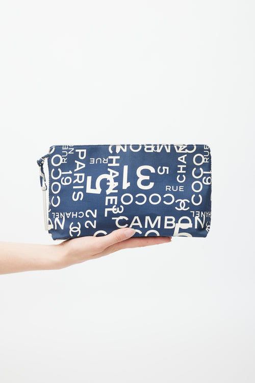 Chanel Blue & White Canvas Rue Cambon Pouch
