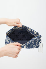 Chanel Blue & White Canvas Rue Cambon Pouch
