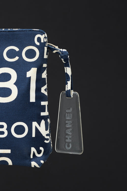 Chanel Blue & White Canvas Rue Cambon Pouch