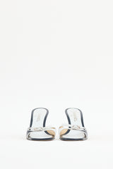 Chanel Blue Leather Two Tone Camelia Sandal