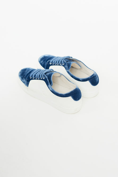 Chanel Blue & White Velvet Sneaker