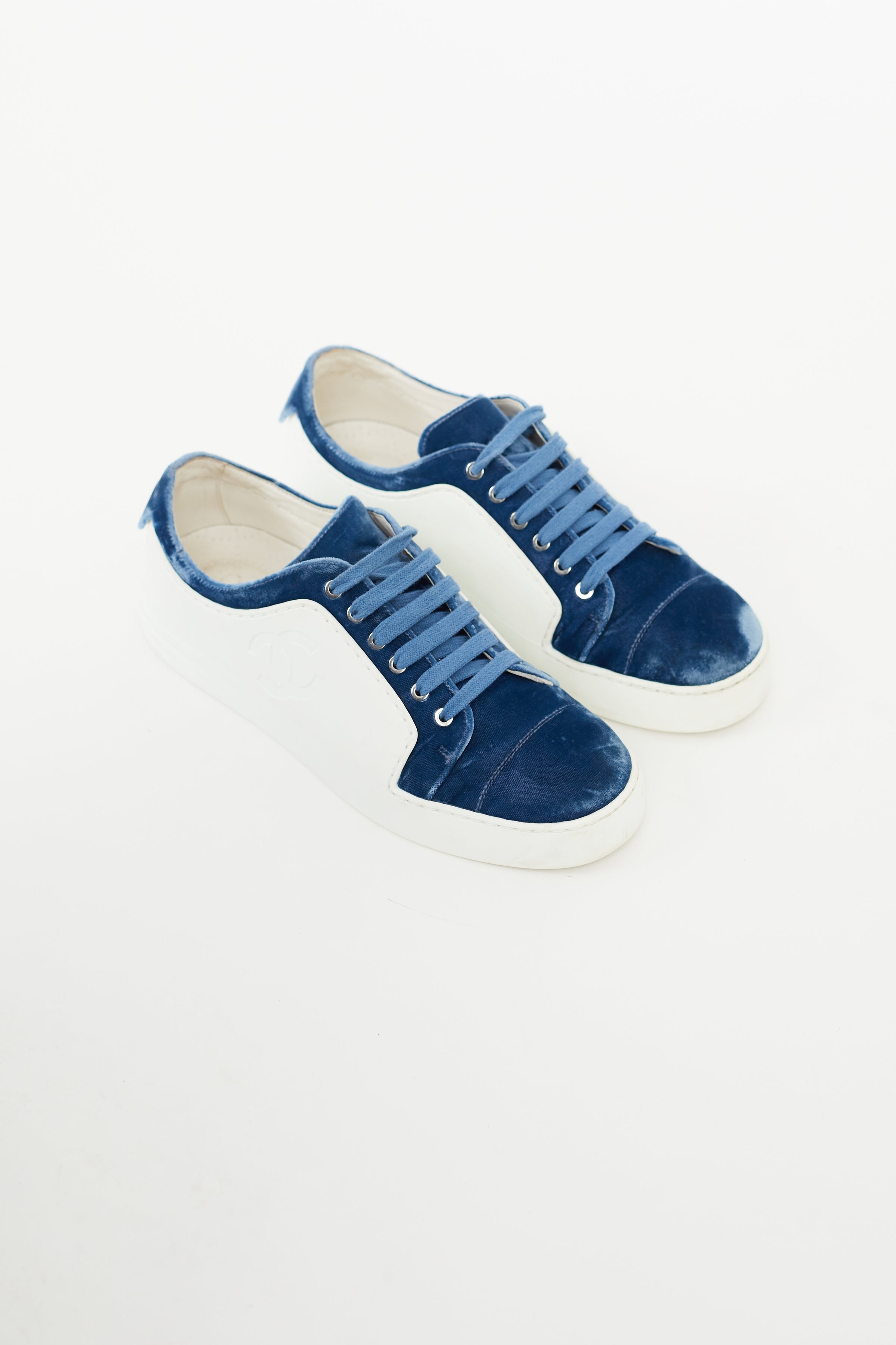 Chanel // Blue & White Velvet Sneaker – VSP Consignment