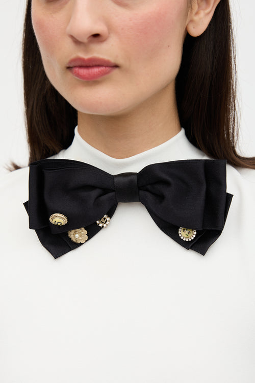 Chanel Satin Embellished Ribbon Pin