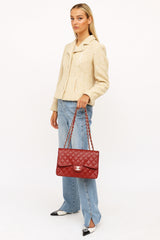 Burgundy Caviar Classic Jumbo Flap Bag