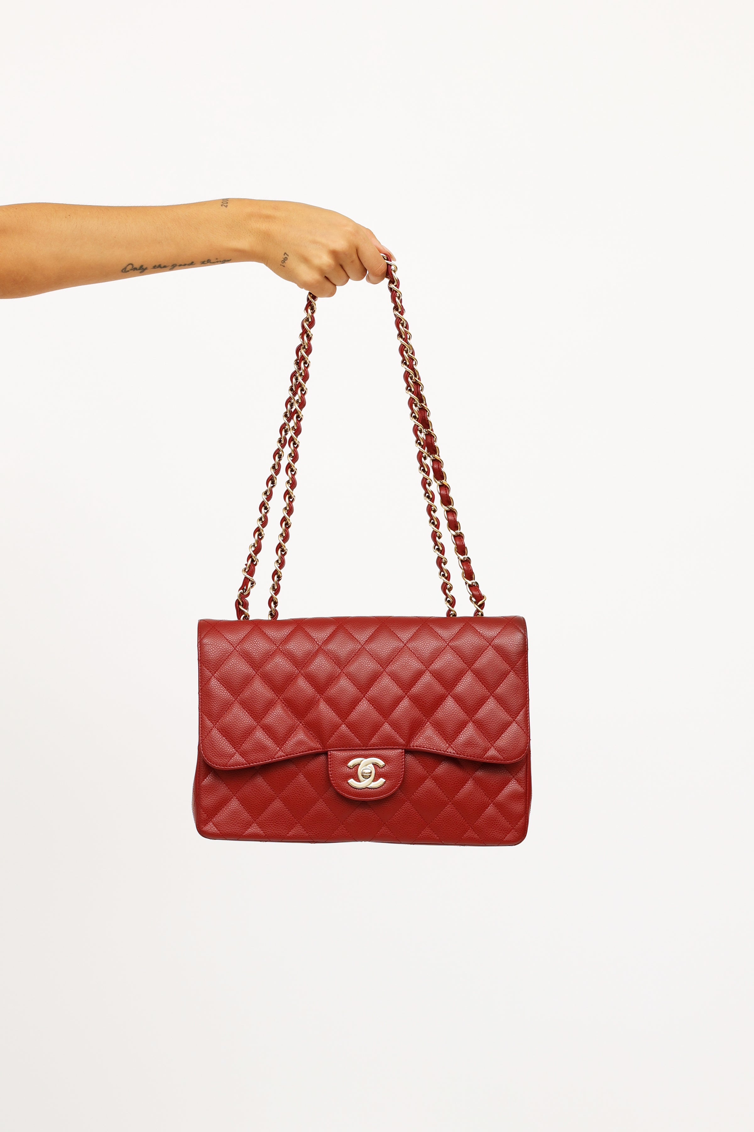 Chanel // Burgundy Caviar Classic Jumbo Single Flap Bag – VSP