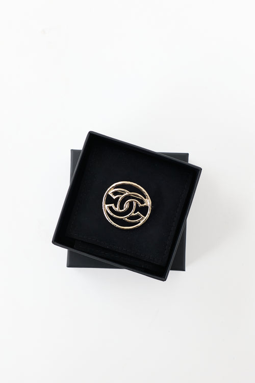 Chanel 2017 Hammered Metal CC Brooch