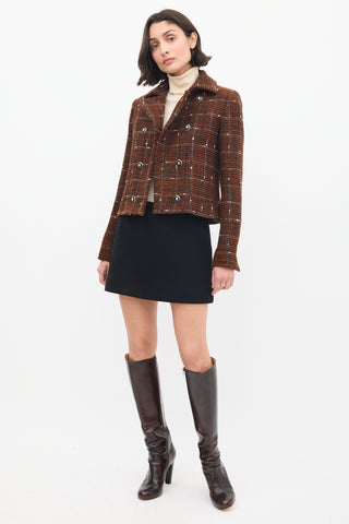 Chanel Pre-Fall 2024 Brown & White Wool Tweed Jacket