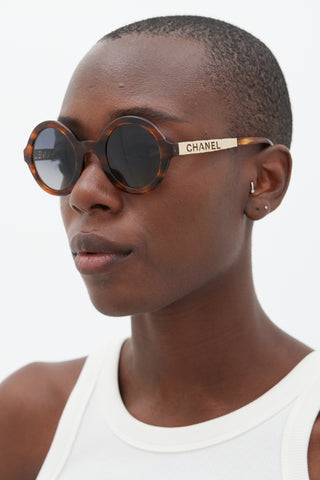 Chanel Brown & Gold 5441 Circular Sunglasses