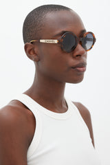 Chanel Brown & Gold 5441 Circular Sunglasses