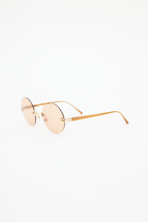 Chanel Brown & Gold C154 Circle Sunglasses