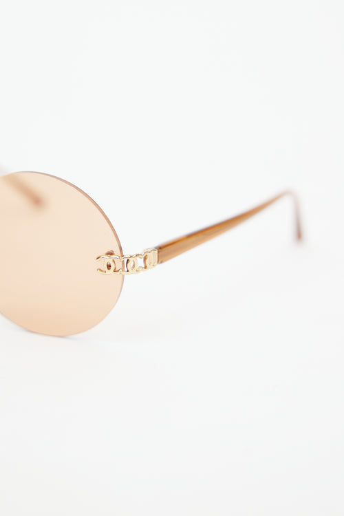 Chanel Brown & Gold C154 Circle Sunglasses