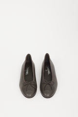 Chanel Brown Leather CC Ballet Flat