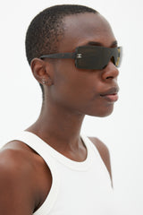 Chanel Brown & Silver 5067 Shield Sunglasses