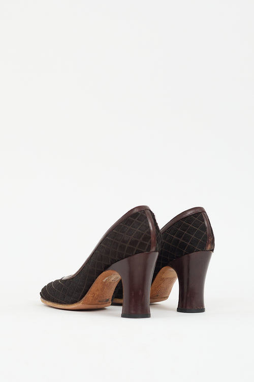 Chanel Brown Textured Quilted Pump