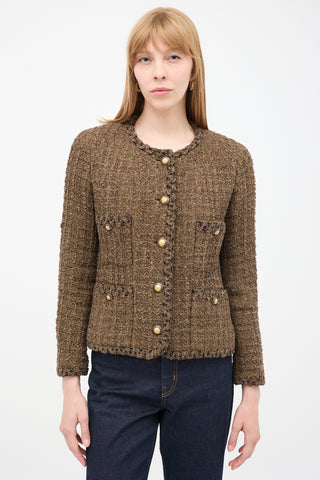 Chanel Fall 1993 Brown Tweed Four Pocket Blazer