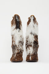 Chanel Brown & White Fur Boot