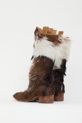 Chanel Brown & White Fur Boot