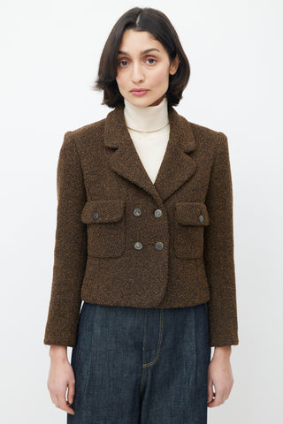 Chanel Brown Wool Double Breasted Jacket