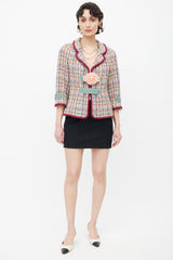 Chanel Burgundy & Multicolour Tweed Velcro Blazer