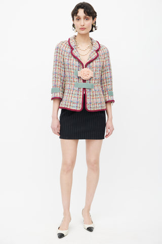 Chanel Burgundy & Multicolour Tweed Velcro Blazer