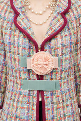 Chanel Burgundy & Multicolour Tweed Velcro Blazer
