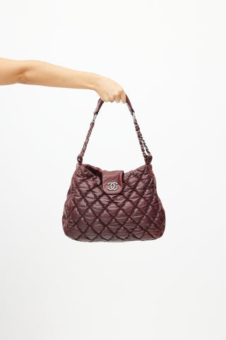 Chanel 2008 Burgundy Quilted Leather Bubble Bag