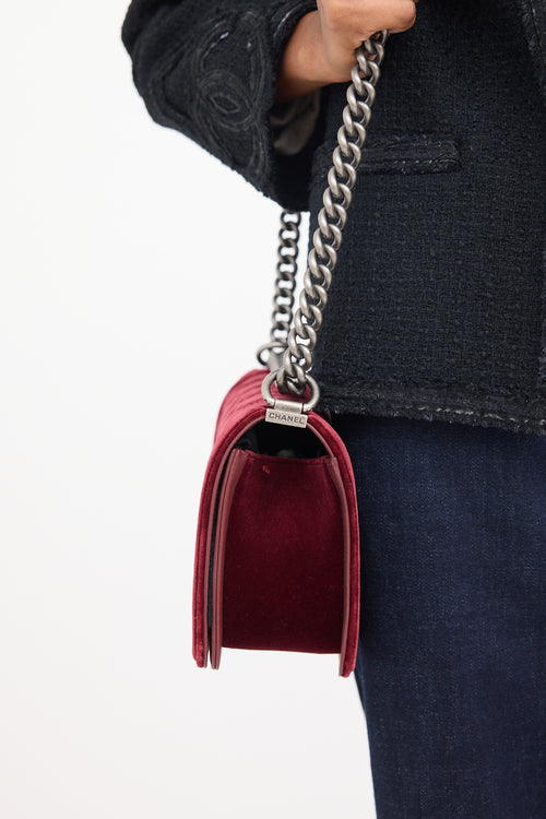 Burgundy Velvet Boy Bag